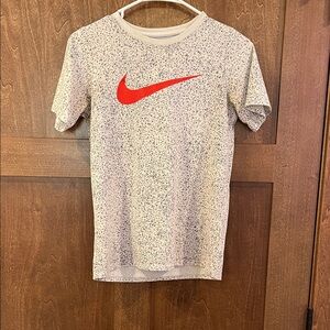 Nike Kids Gray Speckled Tee with Red Swoosh